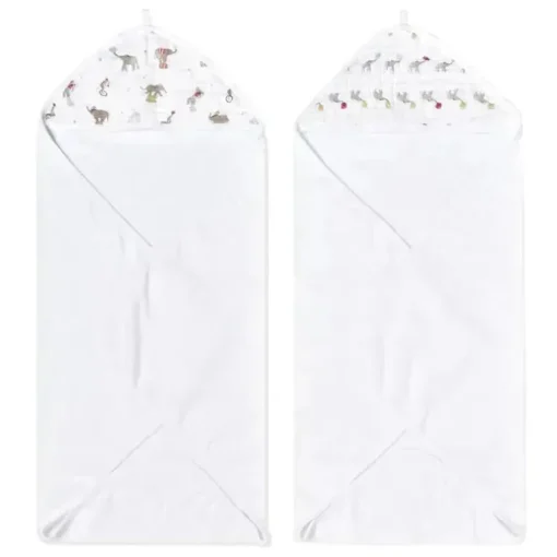 Aden + Anais - 2 Pk Essential Elefante Circo Toalha de banho com capuz para bebê