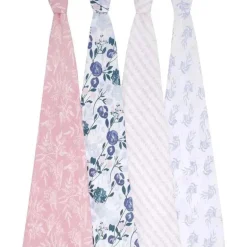 Aden + Anais - 4 Pk Swaddles de musselina, flores desabrochando