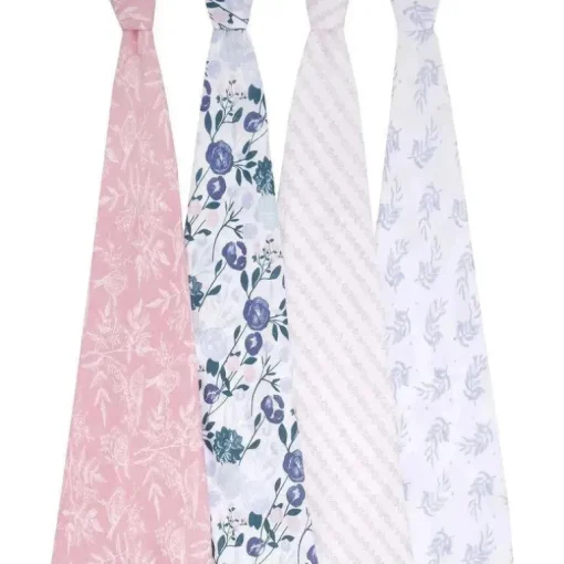 Aden + Anais - 4 Pk Swaddles de musselina, flores desabrochando