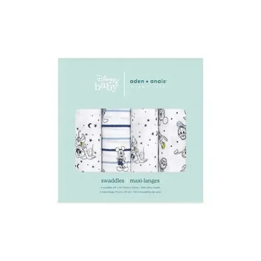 Aden + Anais - 4 Pk Swaddles Muslin, Mickey Stargazer