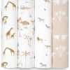 Aden + Anais - Cobertor Swaddle, 100% algodão orgânico, pacote com 4, Safari Dreams