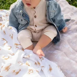 Aden + Anais - Cobertor Swaddle, 100% algodão orgânico, pacote com 4, Safari Dreams