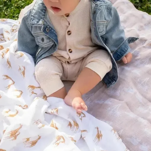 Aden + Anais - Cobertor Swaddle, 100% algodão orgânico, pacote com 4, Safari Dreams