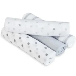 Aden + Anais - Cobertores Swaddleplus de musselina Dove 4 unidades, cinza/branco