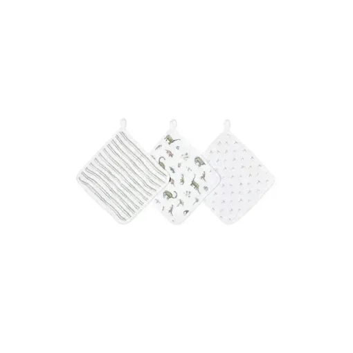Aden + Anais - Conjunto de 3 toalhas de rosto Essentials Classic Dino Jungle