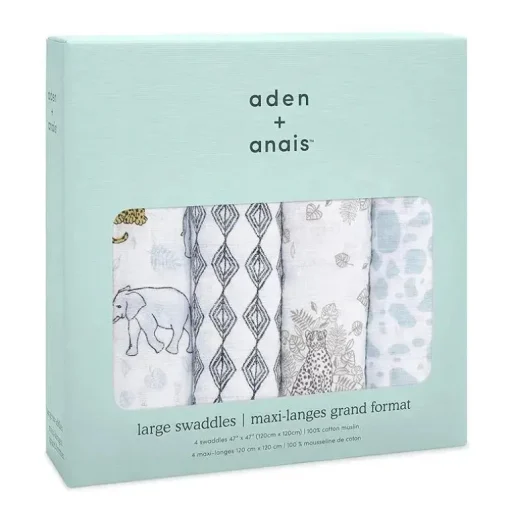Aden + Anais - Pacote com 4 Swaddles Jungle