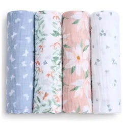 Aden + Anais - 4Pk Essentials Cotton Muslin Swaddle, Butterfly Garden