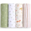 Aden + Anais - 4Pk Essentials Cotton Muslin Swaddle, Sage Woodland