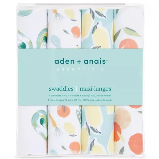 Aden + Anais - 4Pk Essentials Muslin Swaddle Blankets, Farm to Table