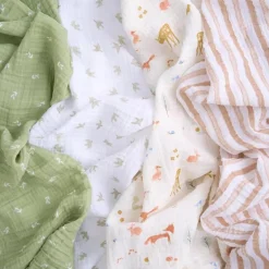 Aden + Anais - 4Pk Essentials Cotton Muslin Swaddle, Sage Woodland