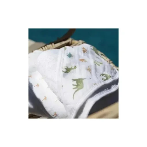Aden + Anais - 2Pk Essentials Hooded Dino Jungle Toalha de banho para bebê