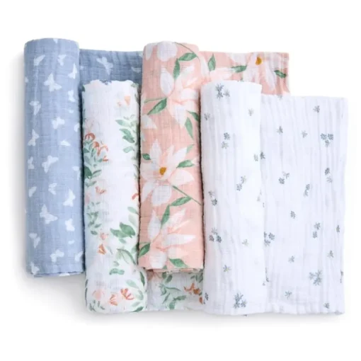 Aden + Anais - 4Pk Essentials Cotton Muslin Swaddle, Butterfly Garden
