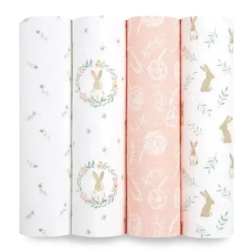 Aden + Anais - 4Pk Swaddles de musselina Coelhinhos corados