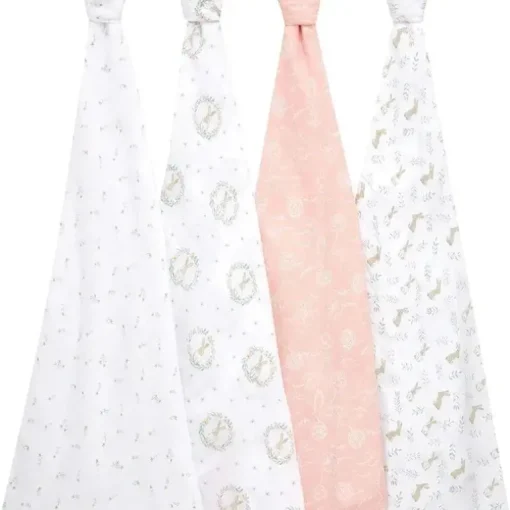 Aden + Anais - 4Pk Swaddles de musselina Coelhinhos corados