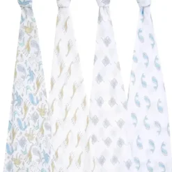 Aden + Anais - Swaddle de musselina de algodão 4Pk, história natural