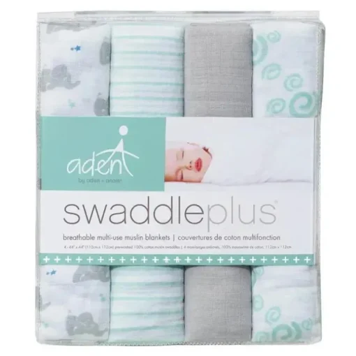 Aden + Anais - Swaddle de musselina de algodão 4 unidades, estrela bebê