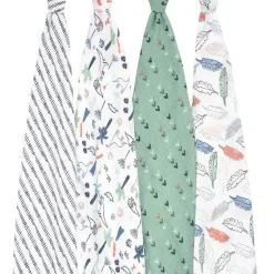 Aden + Anais - Swaddle de musselina de algodão 4Pk, Dinotime