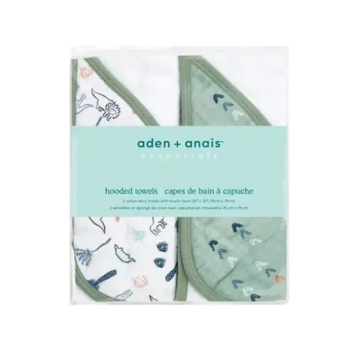 Aden + Anais - Toalha com capuz de musselina de algodão 2Pk, Dinotime