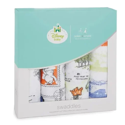 Aden + Anais Disney Baby Classic Swaddles Pacote de 4, Ursinho Pooh