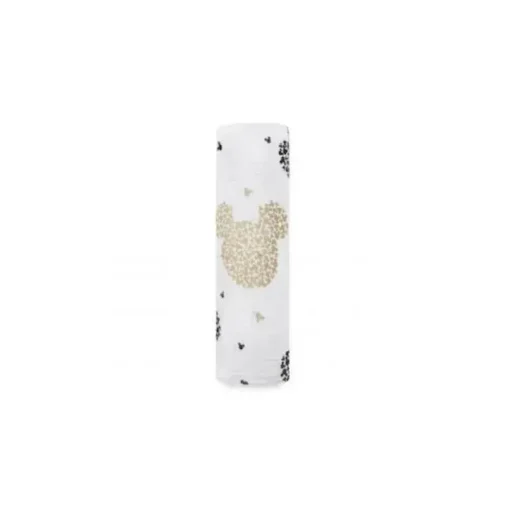 Aden + Anais Disney Mickey's 90th Muselin Swaddling Pano, Branco, Preto e Dourado
