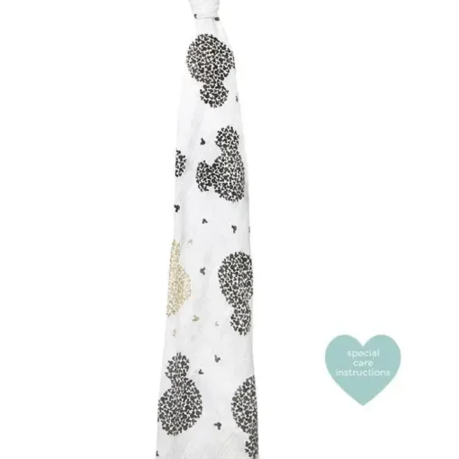 Aden + Anais Disney Mickey's 90th Muselin Swaddling Pano, Branco, Preto e Dourado