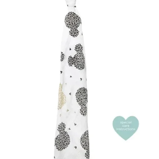 Aden + Anais Disney Mickey's 90th Muselin Swaddling Pano, Branco, Preto e Dourado