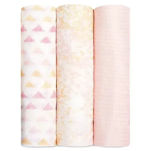 Aden + Anais Swaddles macios e sedosos metálicos 3 unidades, bétula de prímula