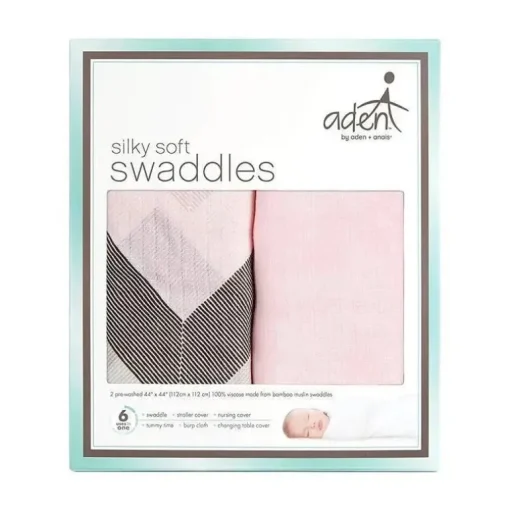 Aden + Anais Swaddles macios e sedosos Ziggy Pink Pacote com 2