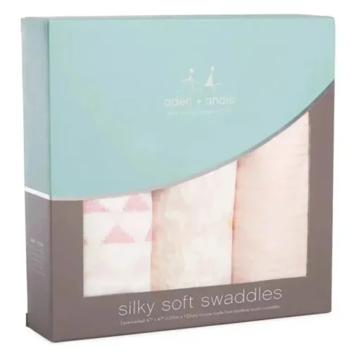 Aden + Anais Swaddles macios e sedosos metálicos 3 unidades, bétula de prímula