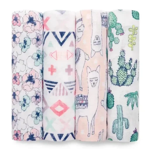 Aden + Anais Trail Blooms 47 Conjunto de Swaddle Clássico, Pacote com 4