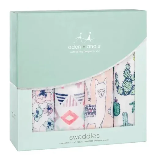 Aden + Anais Trail Blooms 47 Conjunto de Swaddle Clássico, Pacote com 4