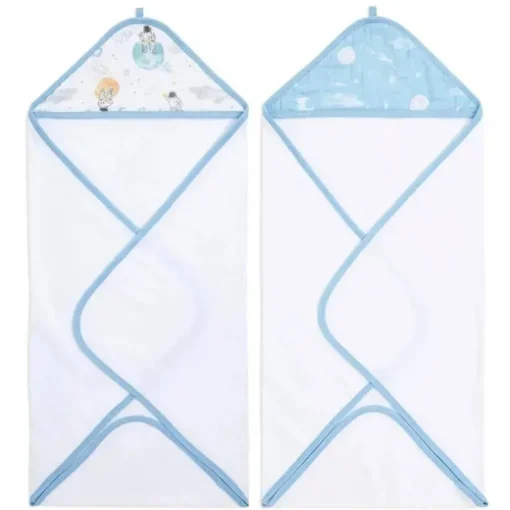 Aden+Anais - Toalha de Banho com Capuz 2Pk para Bebês, Exploradores do Espaço