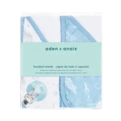 Aden+Anais - Toalha de Banho com Capuz 2Pk para Bebês, Exploradores do Espaço