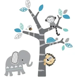 Adesivos de parede, árvores e animais divertidos da selva Originals para dormir