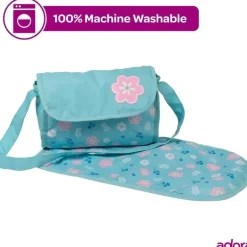 Adora - Bolsa de fraldas para boneca, inclui trocador e 2 fraldas de boneca, Blue Flower Power