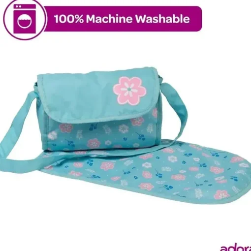 Adora - Bolsa de fraldas para boneca, inclui trocador e 2 fraldas de boneca, Blue Flower Power