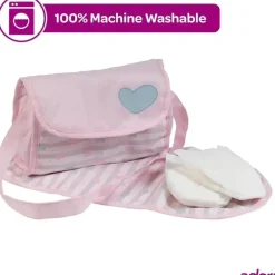 Adora - Bolsa de fraldas para boneca, inclui trocador e 2 fraldas de boneca, rosa pastel clássico
