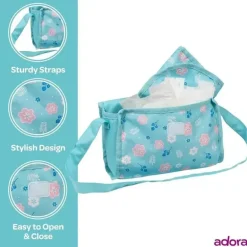 Adora - Bolsa de fraldas para boneca, inclui trocador e 2 fraldas de boneca, Blue Flower Power