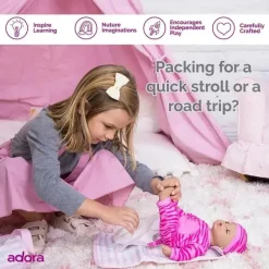 Adora - Bolsa de fraldas para boneca, inclui trocador e 2 fraldas de boneca, rosa pastel clássico