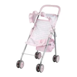 Adora - Carrinho de boneca com coração rosa pastel com sombra de guarda-chuva e acabamento com babados
