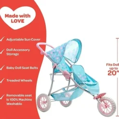 Adora - Carrinho de boneca Twin Jogger, Flower Power