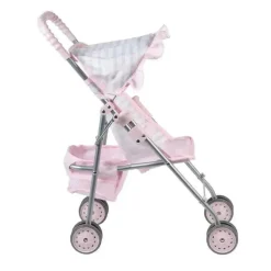 Adora - Carrinho de boneca com coração rosa pastel com sombra de guarda-chuva e acabamento com babados