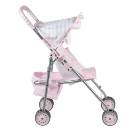 Adora - Carrinho de boneca com coração rosa pastel com sombra de guarda-chuva e acabamento com babados