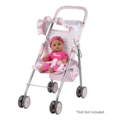 Adora - Carrinho de boneca com coração rosa pastel com sombra de guarda-chuva e acabamento com babados
