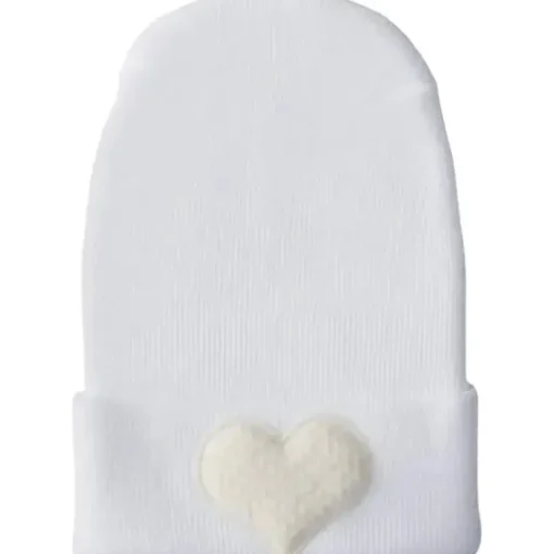 Adora Baby Gifts - Chapéu de hospital para recém-nascidos, coração de marfim felpudo