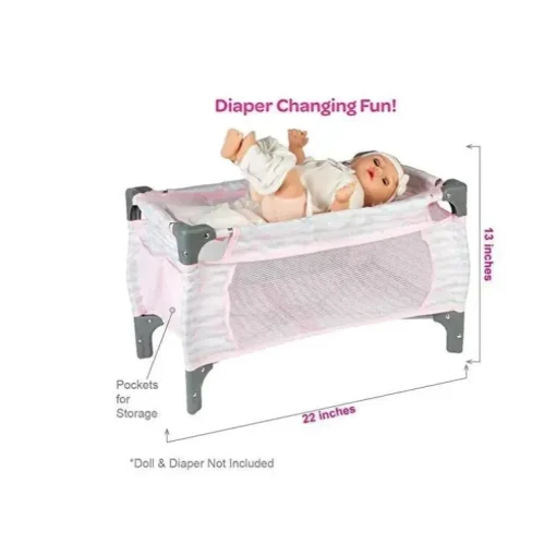 Adora Crib Pink Deluxe Pack N Play (conjunto de 7 peças)