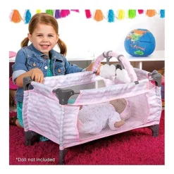 Adora Crib Pink Deluxe Pack N Play (conjunto de 7 peças)