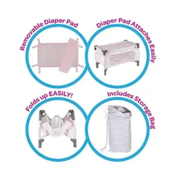 Adora Crib Pink Deluxe Pack N Play (conjunto de 7 peças)