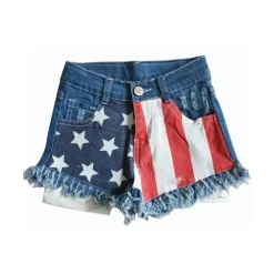 Aier – Shorts jeans estrela de verão para bebês meninas 4 de julho