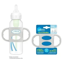 Alças estreitas para mamadeira 100% silicone da Dr. Brown, cinza